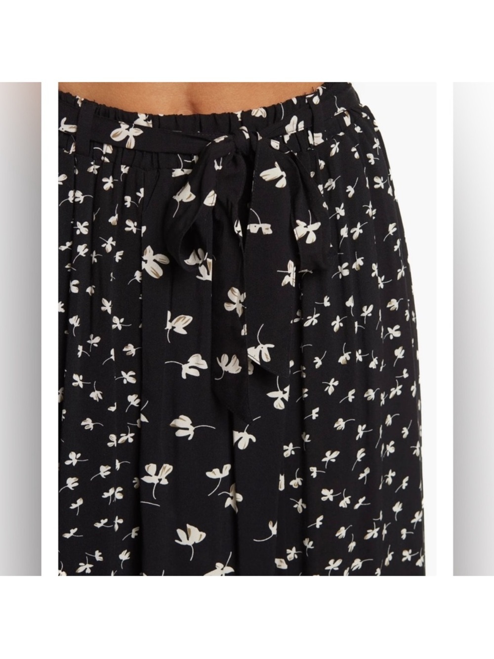 MELLODAY Black Maxi Skirt with Cream Floral Print - Picture 3 of 9